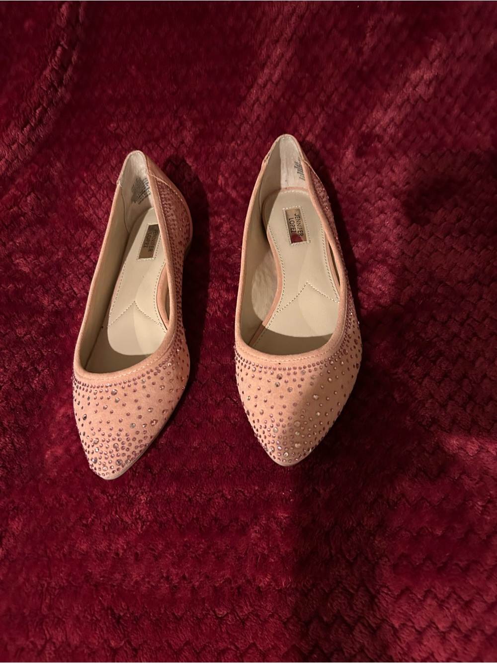 Jennifer Lopez Pink Crystal Pointed Toe Flats